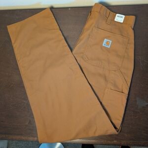 NWT Carhartt Men's Brown Carpenter Dungaree Work Pants - 34x34 (Measures 34x33)